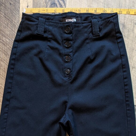 Reformation Black Twill Pants Exposed Button Fly High-Waisted - Picture 5 of 5